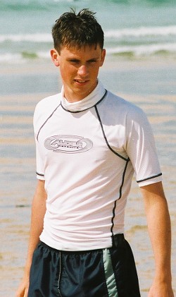 white Lycra swim shirt